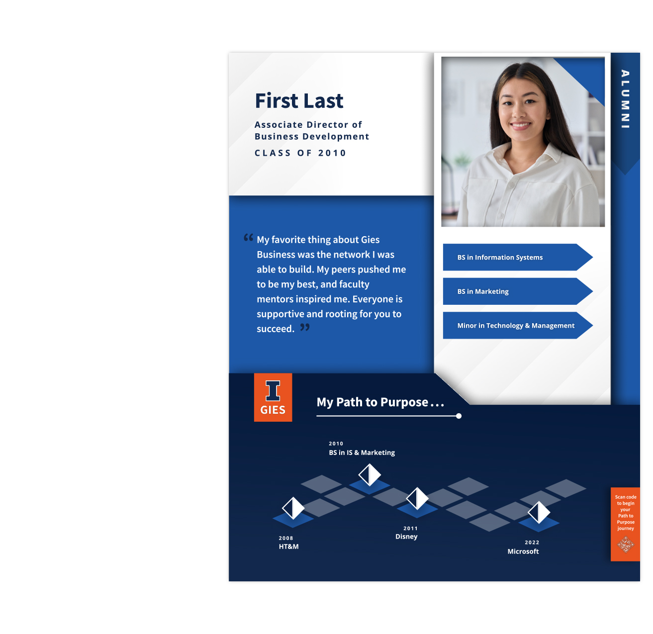 Alumni Path to Purpose card example 3