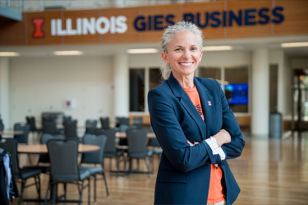 Brooke Elliott Standing in Business Instructional Facility Atrium