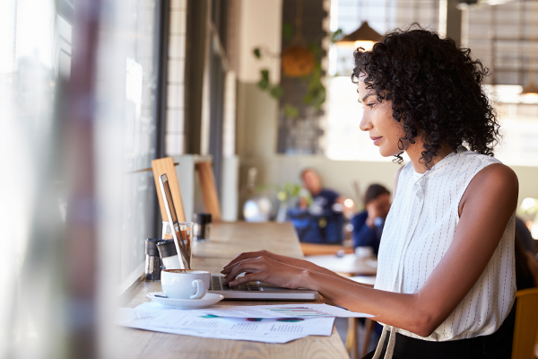 Professional woman working on laptop