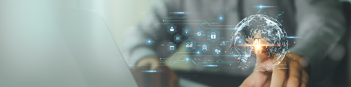 Decorative Image of Hand Pushing Virtual Button