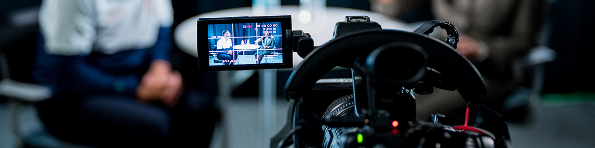 Recording of a podcast with disruption lab and Siebel center