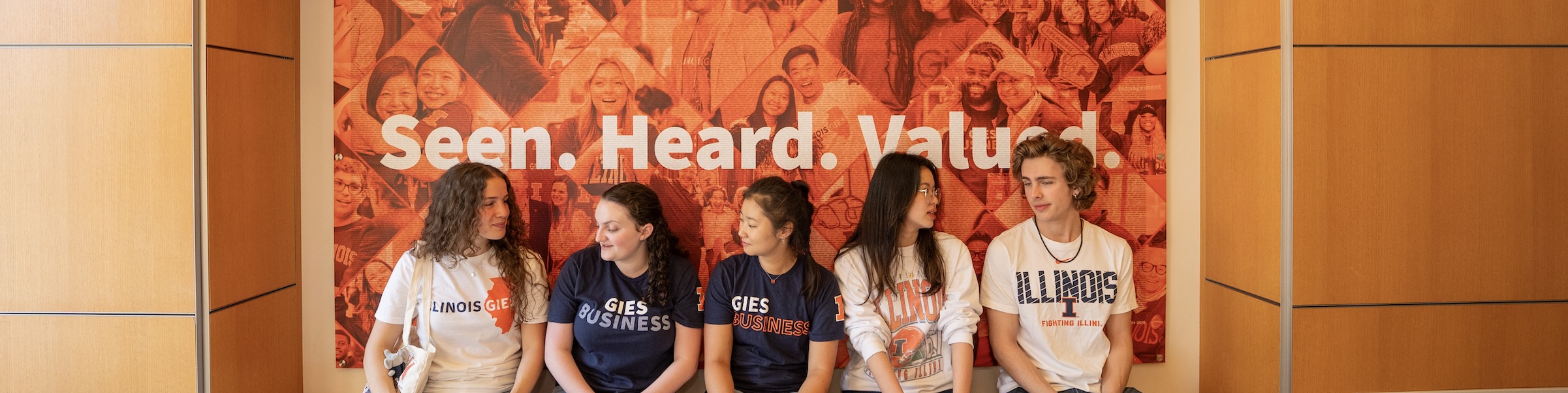 Students sitting in the BIF entryway