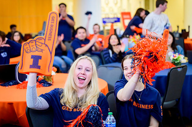 Gies Students Cheering